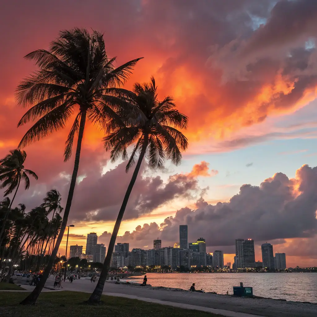A vibrant collage showcasing iconic Miami scenes: South Beach, Art Deco architecture, delicious Cuban food, and lively nightlife, representing the diverse categories available for exploration on CertifiedWorldFamous.com.
