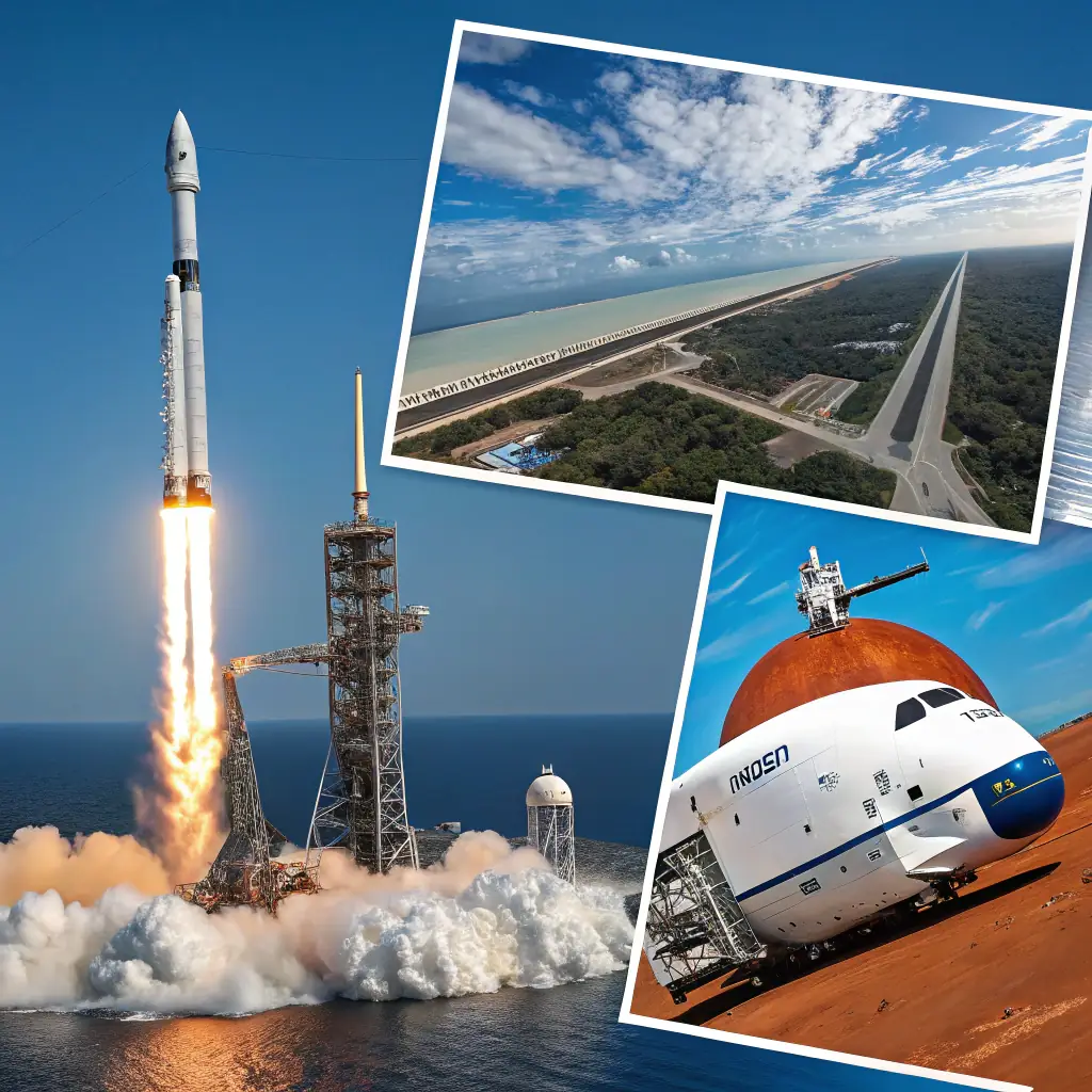 A collage of three images, each representing a different service: a rocket launching for 'Launch Sprint, ' a magnifying glass over a circuit board for 'AI Audit, ' and a graph with upward trending arrows for 'Campaign Strategy.' The images are clean and modern, reflecting the agency's brand.
