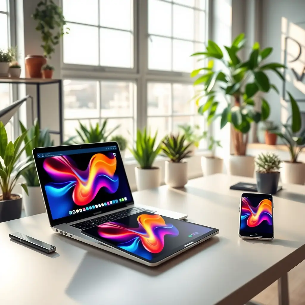 A modern workspace with digital devices, symbolizing digital services.