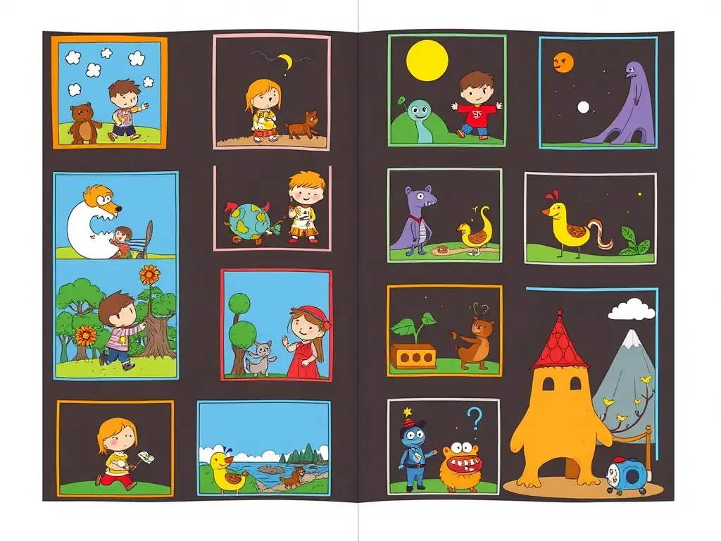 Galería de ilustraciones y portadas de libros infantiles personalizados con estilos diversos y coloridos