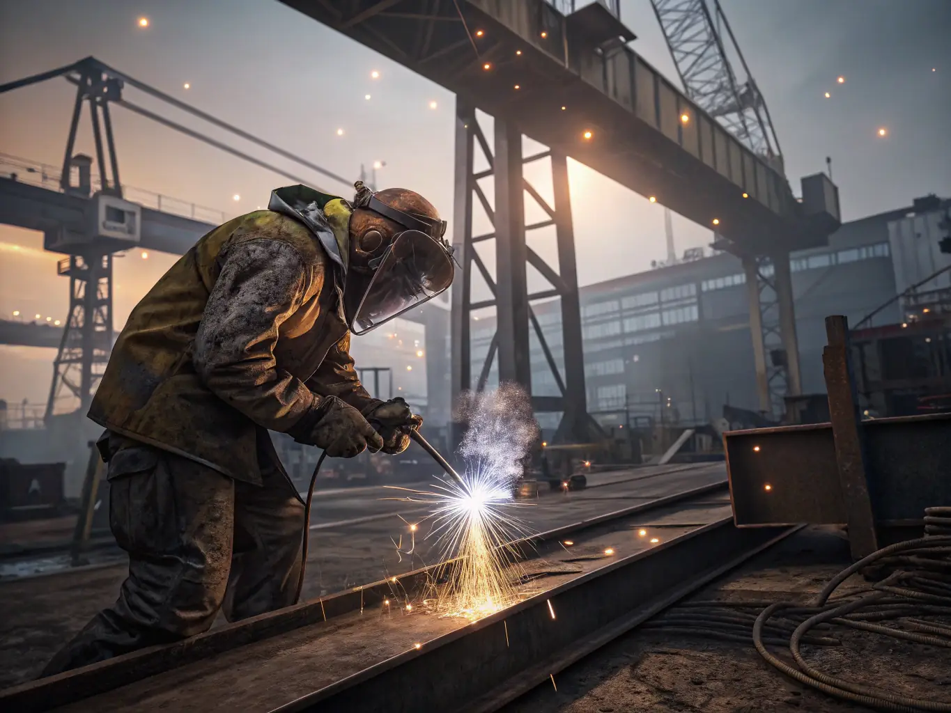 A detailed steel structure with welding and galvanizing, representing industrial fabrication quality.