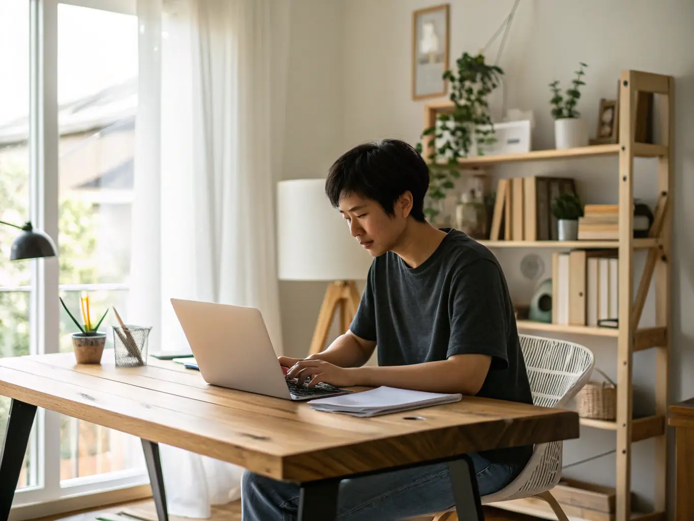 A digital illustration depicting a person uploading documents to a secure online portal, symbolizing the first step of Trustpoint's deed recording process.