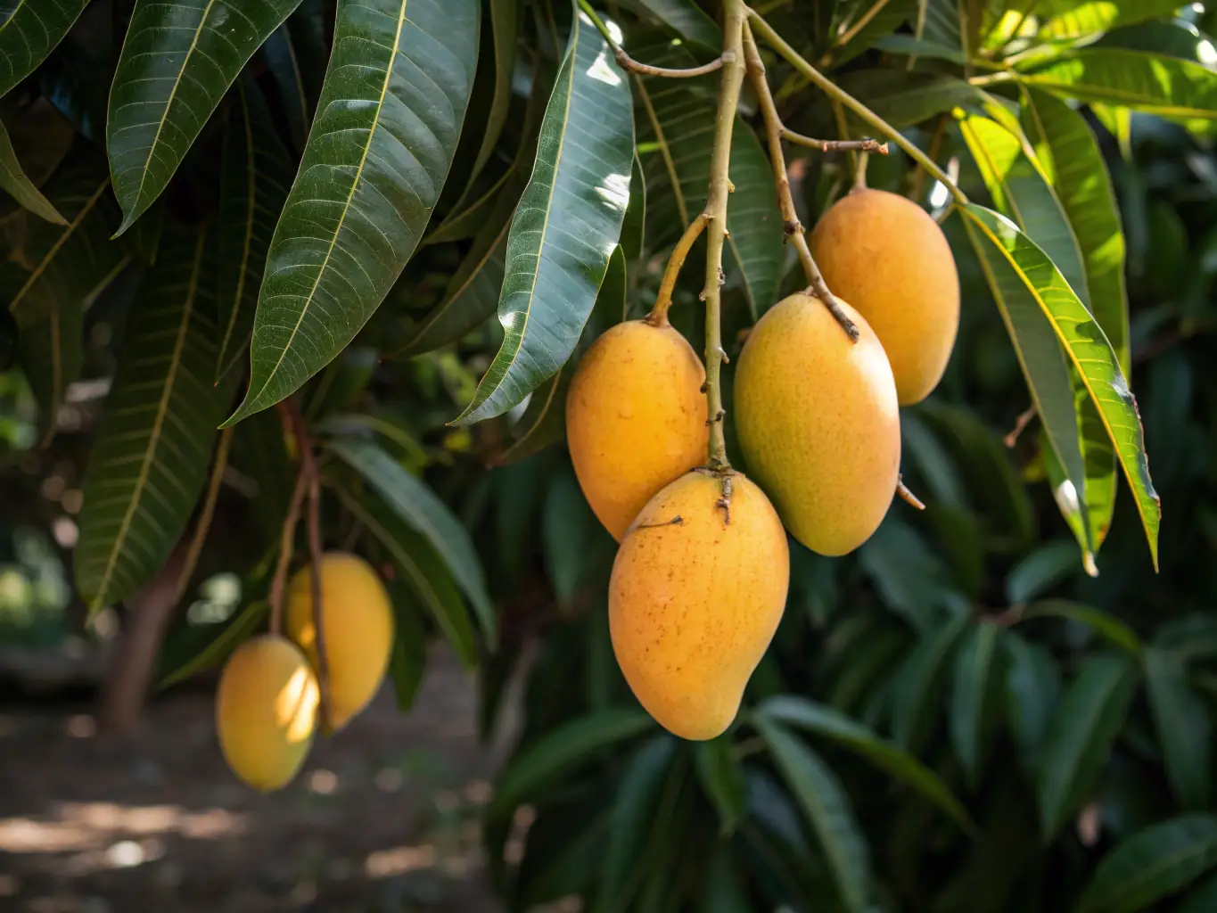 A close-up shot of ripe mangoes being prepared for pickling in a traditional Kerala kitchen.