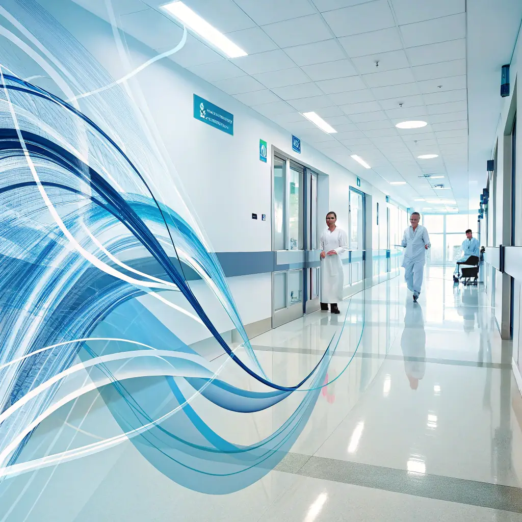 An abstract representation of data flowing seamlessly between an EHR system and a medical billing system, highlighting the secure and efficient exchange of information.