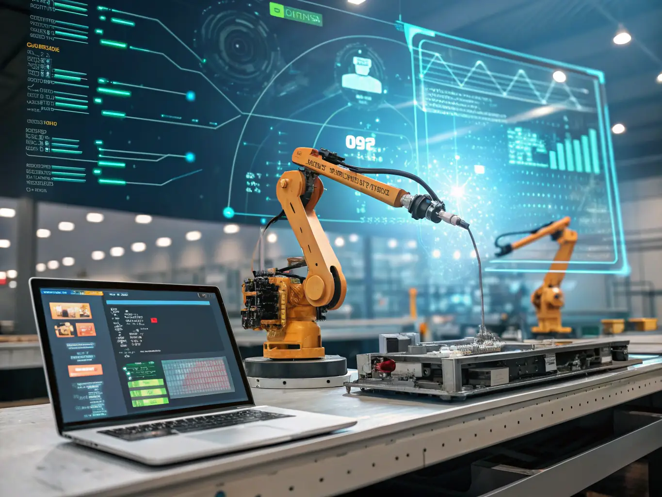 An image depicting robotic process automation (RPA) in action, showcasing automated tasks being performed on a computer screen.