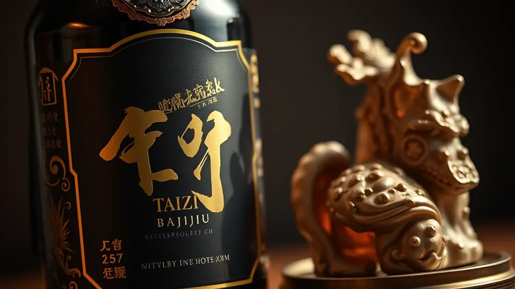 A close-up shot of a Taizi bottle alongside a limited edition art piece, showcasing intricate details and elegant design.