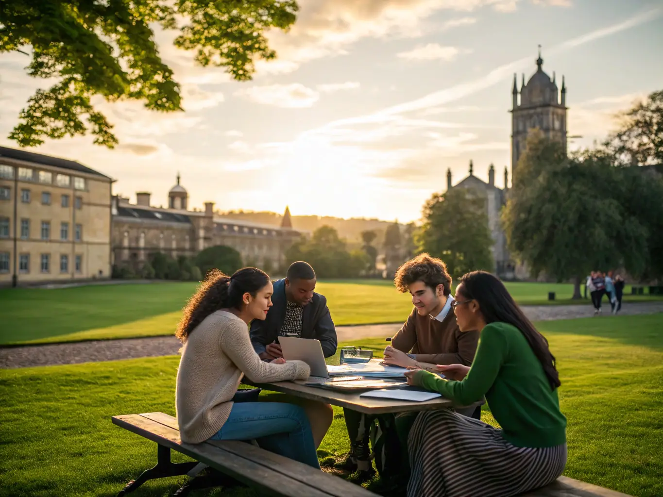 An inspiring image of students participating in a cultural exchange or leadership activity in a scenic international location.