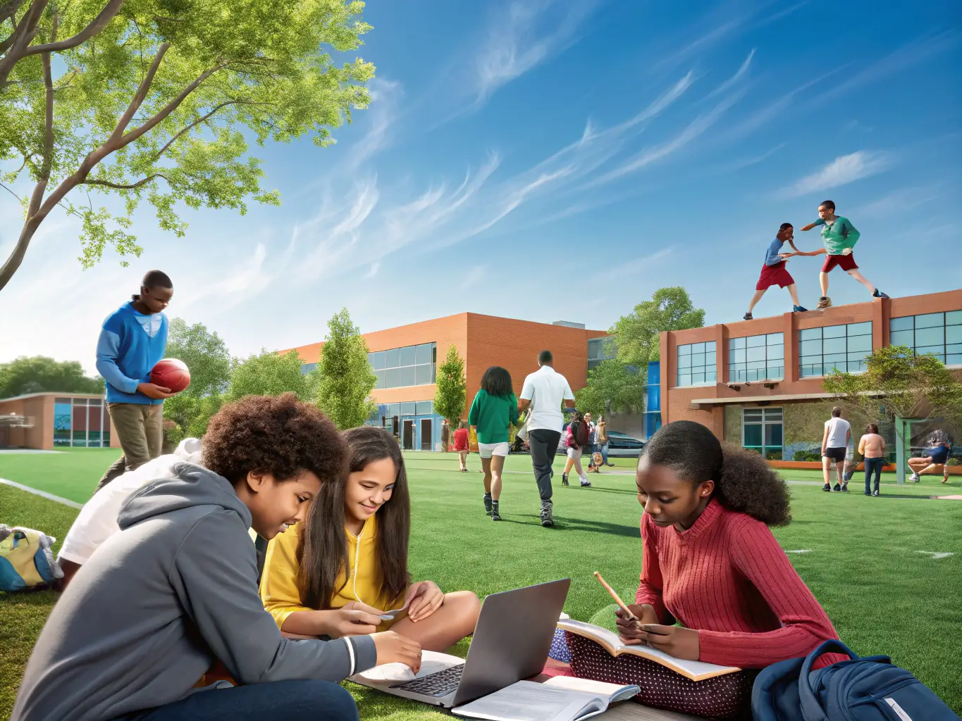 A vibrant collage of students engaging in sports, arts, and cultural activities across international settings.