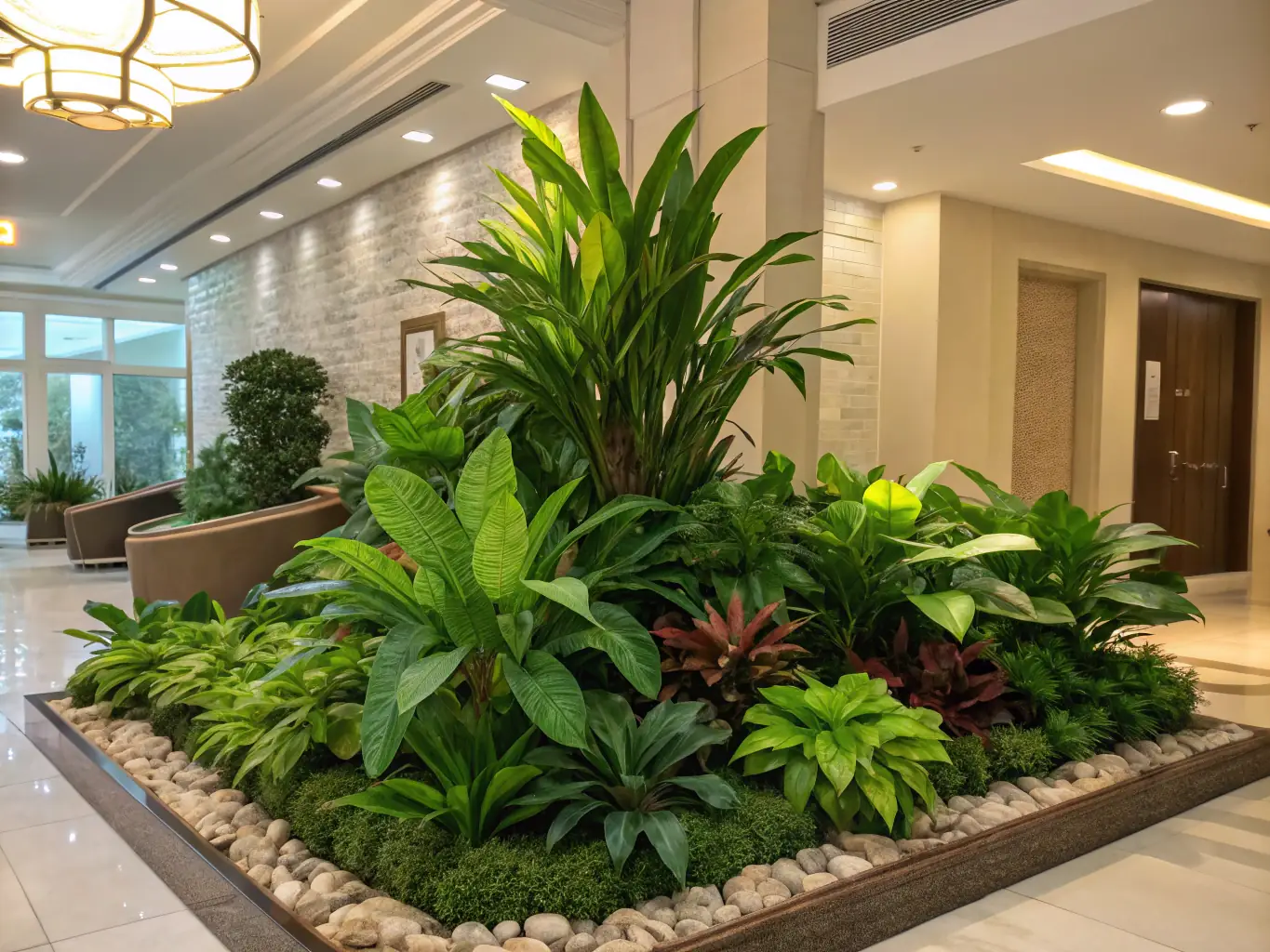 A high-quality artificial plant arrangement showcasing modern decor style, perfect for interior enhancement, displayed in a contemporary setting